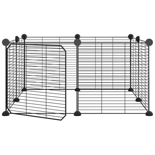 8-panels kæledyrsindhegning med låge 35x35 cm stål sort