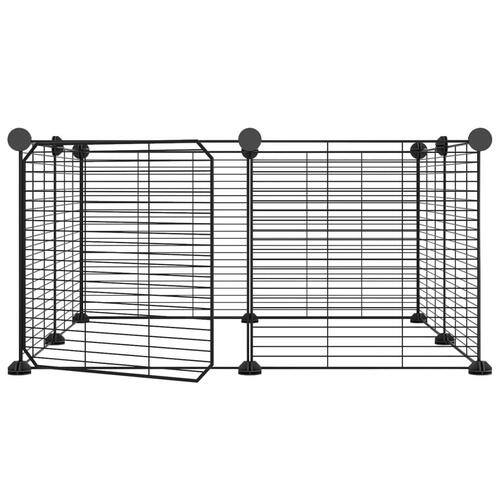 8-panels kæledyrsindhegning med låge 35x35 cm stål sort