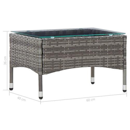 Sofabord 60x40x36 cm polyrattan grå