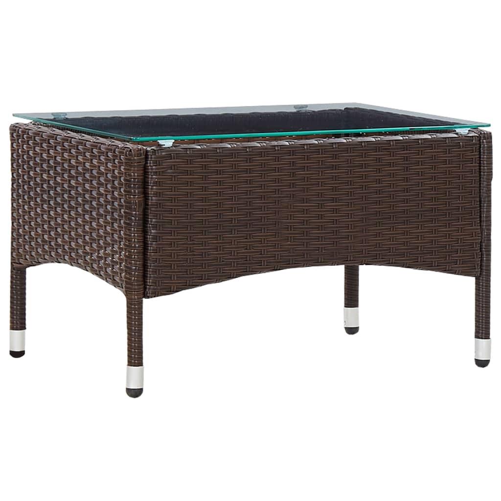 Sofabord 60x40x36 cm polyrattan brun