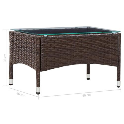 Sofabord 60x40x36 cm polyrattan brun