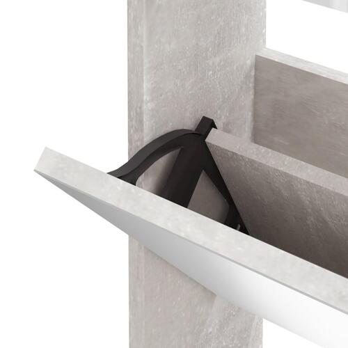 Skoskab med spejl 3 hylder 63x17x102,5 cm betongrå