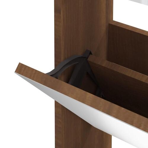 Skoskab med spejl 3 hylder 63x17x102,5 cm brun egetræsfarve