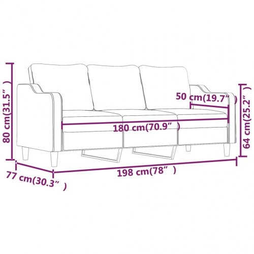 3-personers sofa 180 cm stof gråbrun