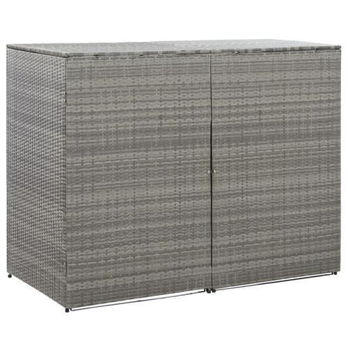Dobbelt skraldespandsskjuler 153x78x120 cm polyrattan antracitgrå