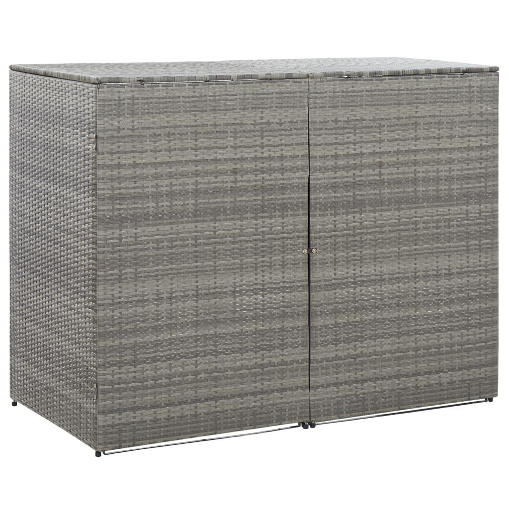 Dobbelt skraldespandsskjuler 153x78x120 cm polyrattan antracitgrå