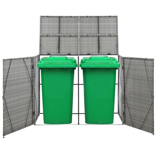 Dobbelt skraldespandsskjuler 153x78x120 cm polyrattan antracitgrå