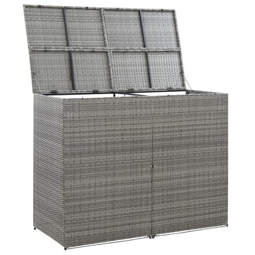 Dobbelt skraldespandsskjuler 153x78x120 cm polyrattan antracitgrå