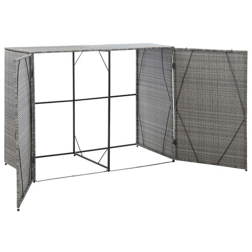 Dobbelt skraldespandsskjuler 153x78x120 cm polyrattan antracitgrå