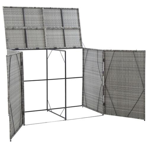 Dobbelt skraldespandsskjuler 153x78x120 cm polyrattan antracitgrå
