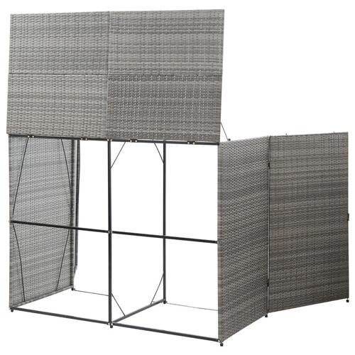 Dobbelt skraldespandsskjuler 153x78x120 cm polyrattan antracitgrå