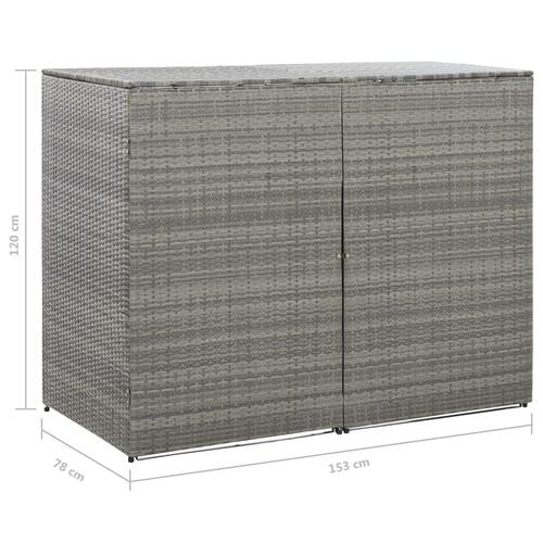 Dobbelt skraldespandsskjuler 153x78x120 cm polyrattan antracitgrå