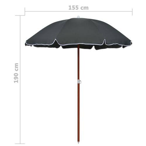 Parasol med stålstang 180 cm antracitgrå
