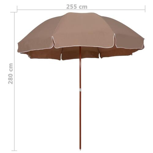 Parasol med stålstang 300 cm gråbrun