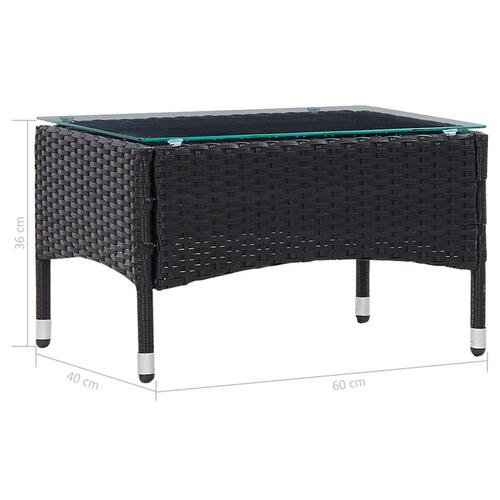 Sofabord 60x40x36 cm polyrattan sort