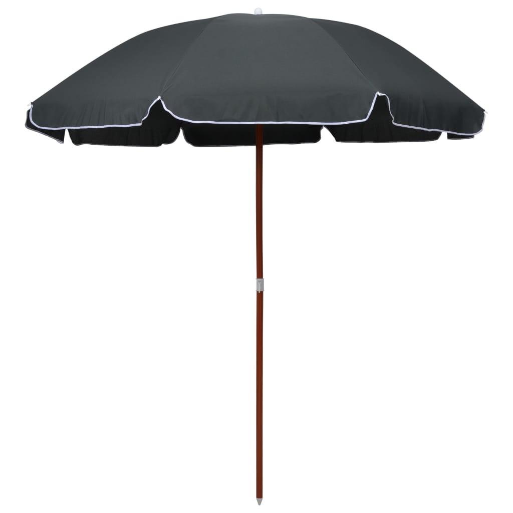 Parasol med stålstang 240 cm antracitgrå
