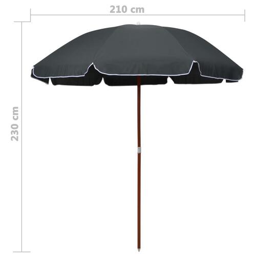 Parasol med stålstang 240 cm antracitgrå