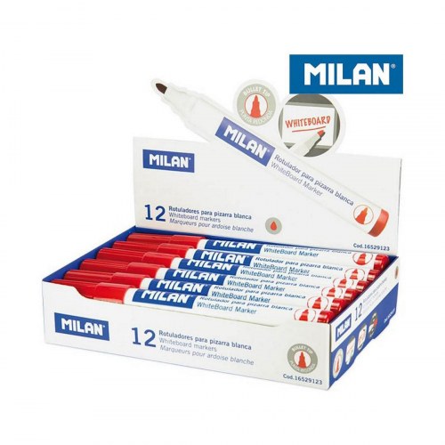 Milan whiteboard-pen - rød, 12 stk.