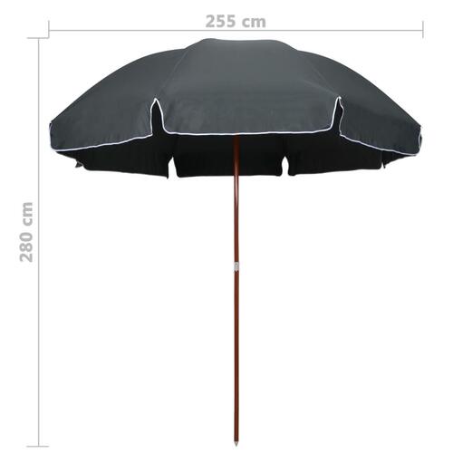Parasol med stålstang 300 cm antracitgrå