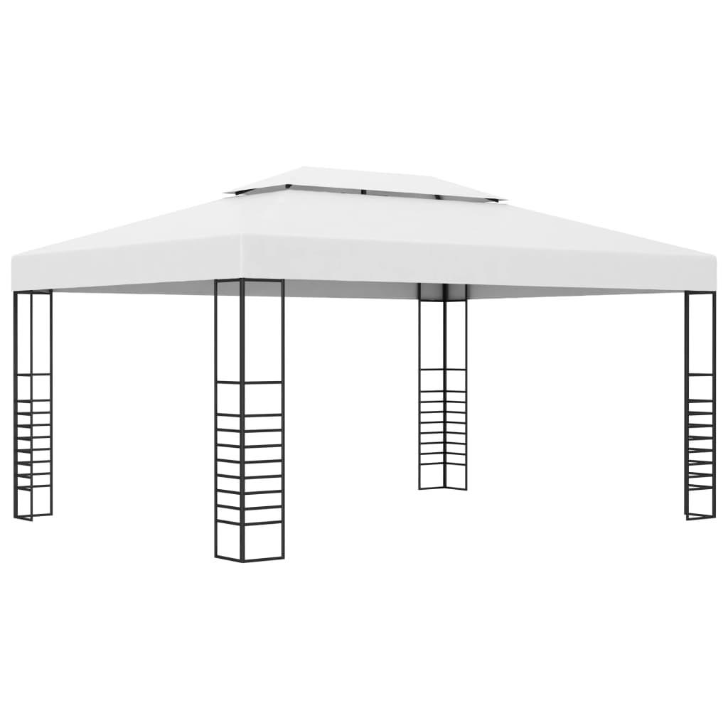 Havepavillon 4x3x2,7 m pulverlakeret stål hvid