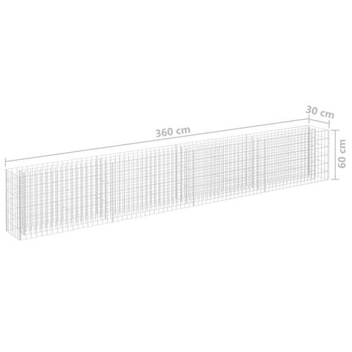 Gabion-højbed 360x30x60 cm galvaniseret stål