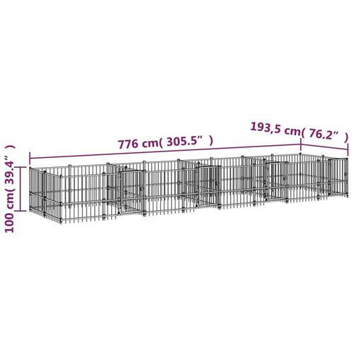 Udendørs hundegård 15,02 m² stål