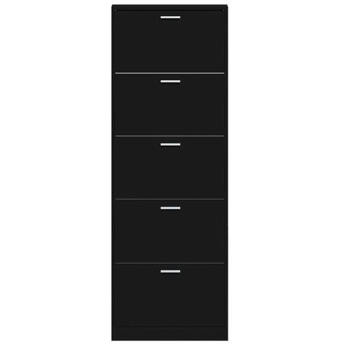 Skoskab 59x17x169 cm konstrueret træ sort