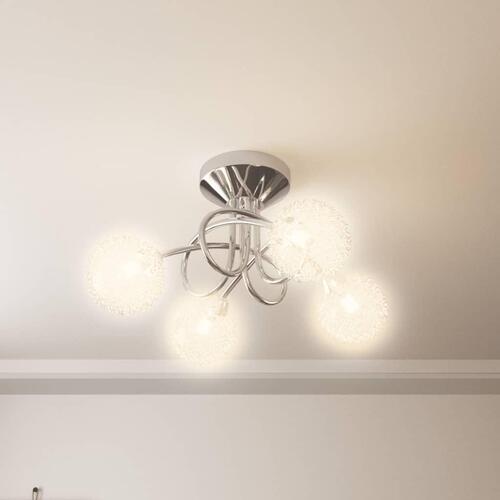 Loftlampe med skærme i trådnet til 4 G9 LED-pærer