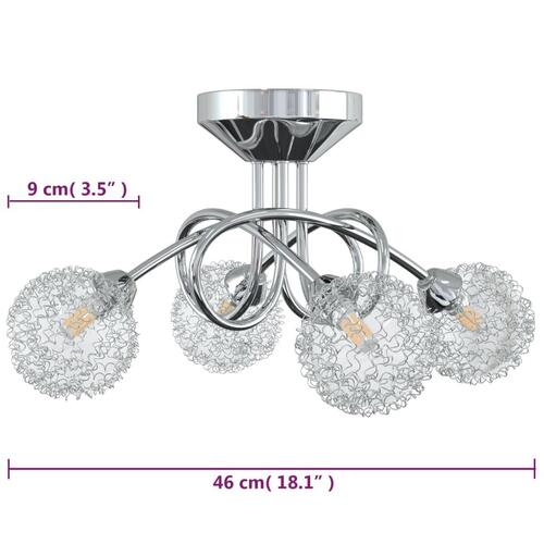 Loftlampe med skærme i trådnet til 4 G9 LED-pærer