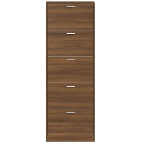 Skoskab 59x17x169 cm konstrueret træ brun egetræsfarve