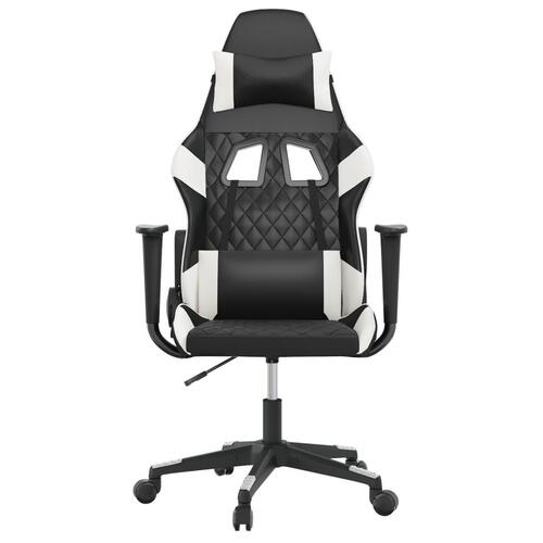Gamingstol med massagefunktion kunstlæder sort og hvid