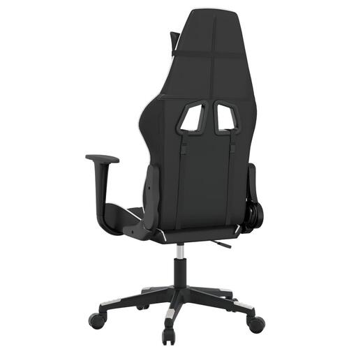 Gamingstol med massagefunktion kunstlæder sort og hvid