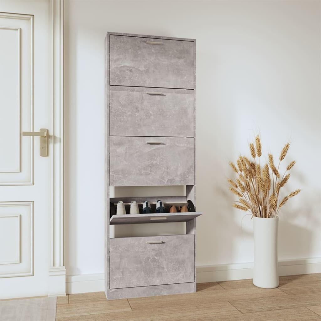 Skoskab 59x17x169 cm konstrueret træ betongrå