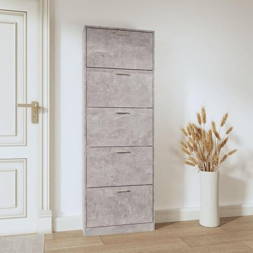 Skoskab 59x17x169 cm konstrueret træ betongrå