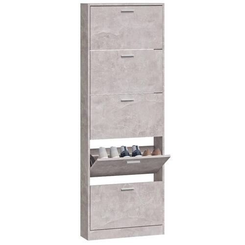 Skoskab 59x17x169 cm konstrueret træ betongrå