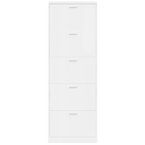 Skoskab 59x17x169 cm konstrueret træ hvid højglans