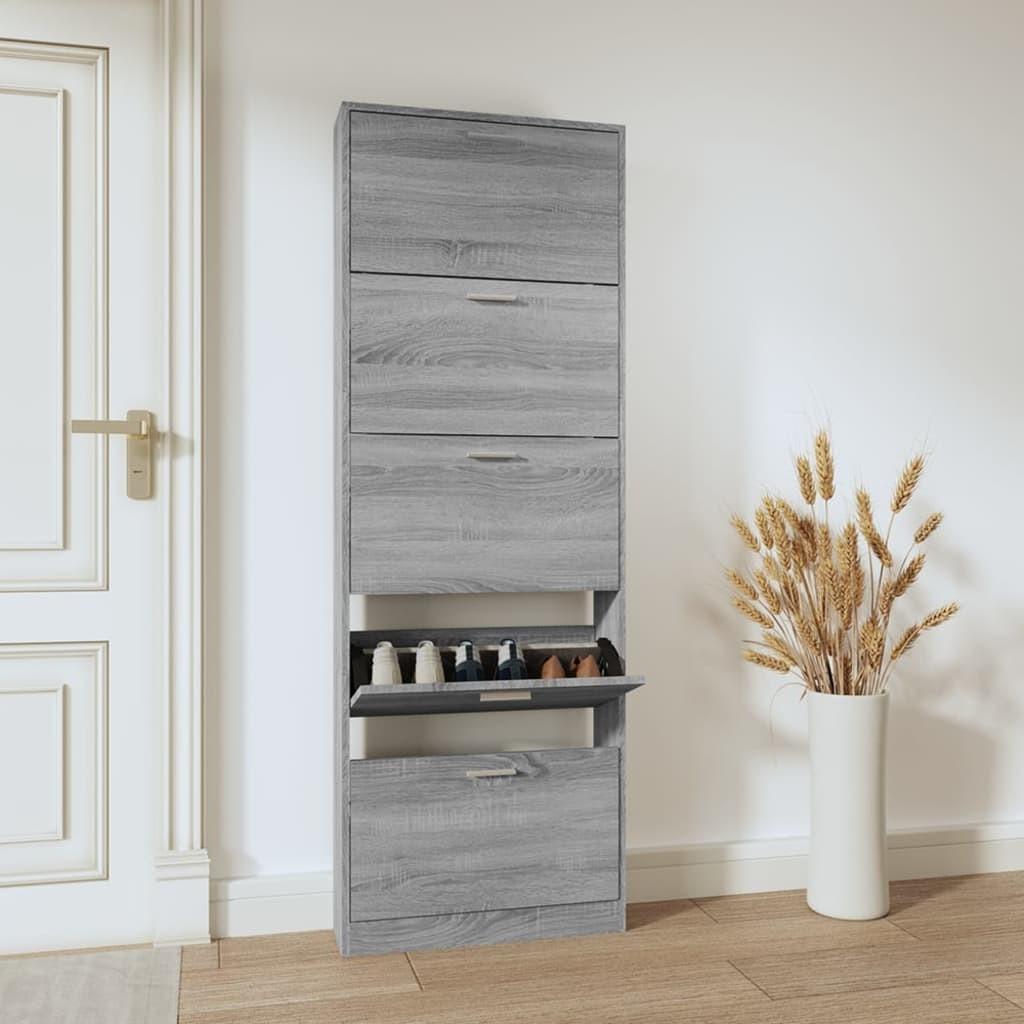Skoskab 59x17x169 cm konstrueret træ grå sonoma-eg