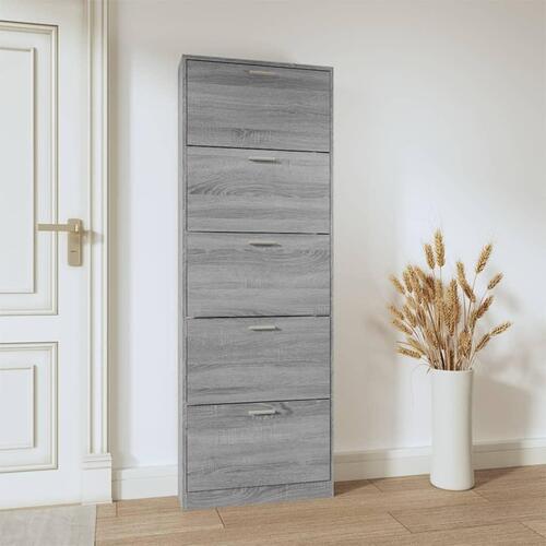 Skoskab 59x17x169 cm konstrueret træ grå sonoma-eg