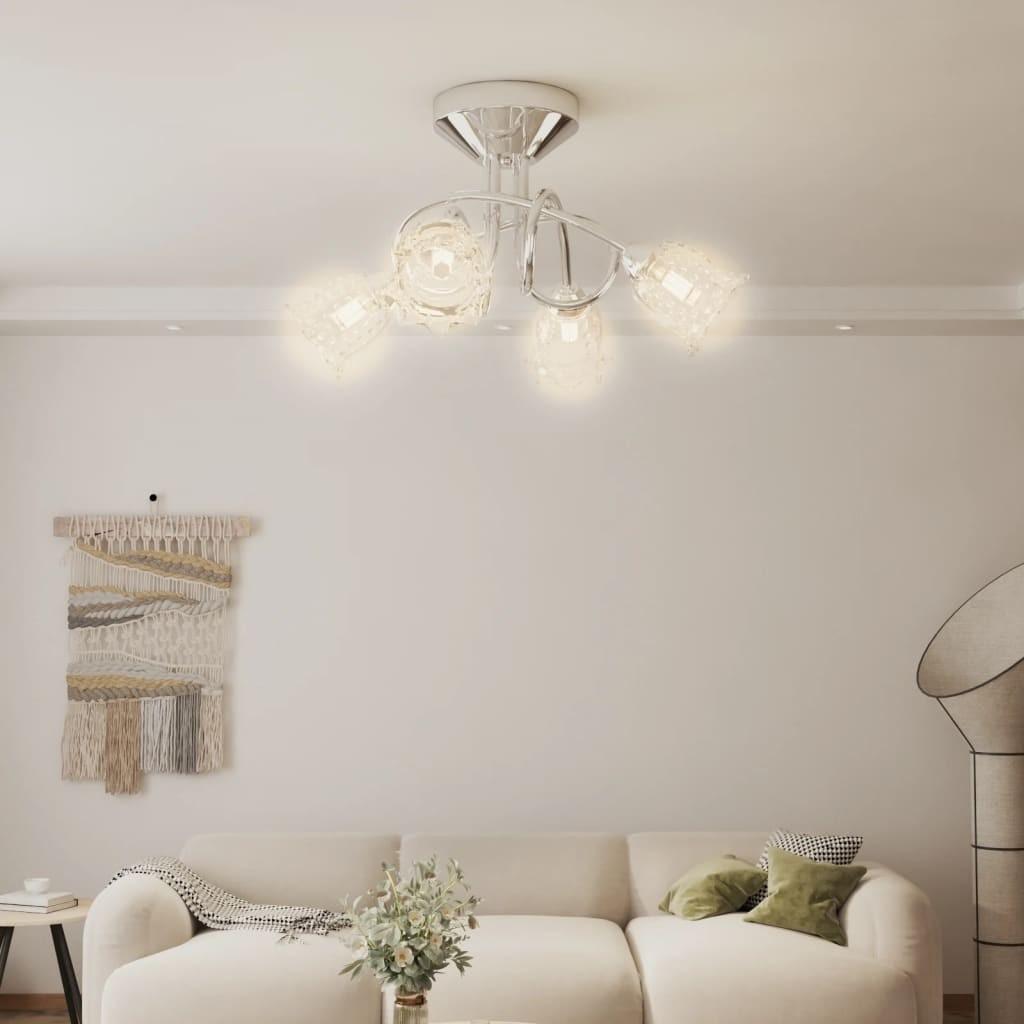 Loftlampe med blomsterskærme i glas til 4 G9 LED-pærer