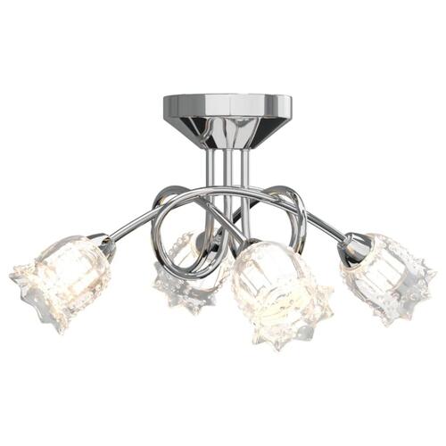 Loftlampe med blomsterskærme i glas til 4 G9 LED-pærer