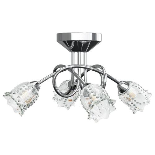 Loftlampe med blomsterskærme i glas til 4 G9 LED-pærer