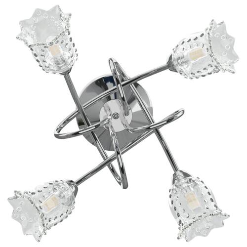 Loftlampe med blomsterskærme i glas til 4 G9 LED-pærer