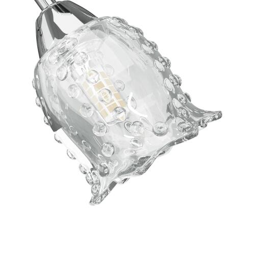 Loftlampe med blomsterskærme i glas til 4 G9 LED-pærer