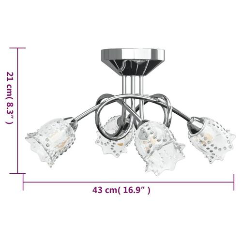Loftlampe med blomsterskærme i glas til 4 G9 LED-pærer