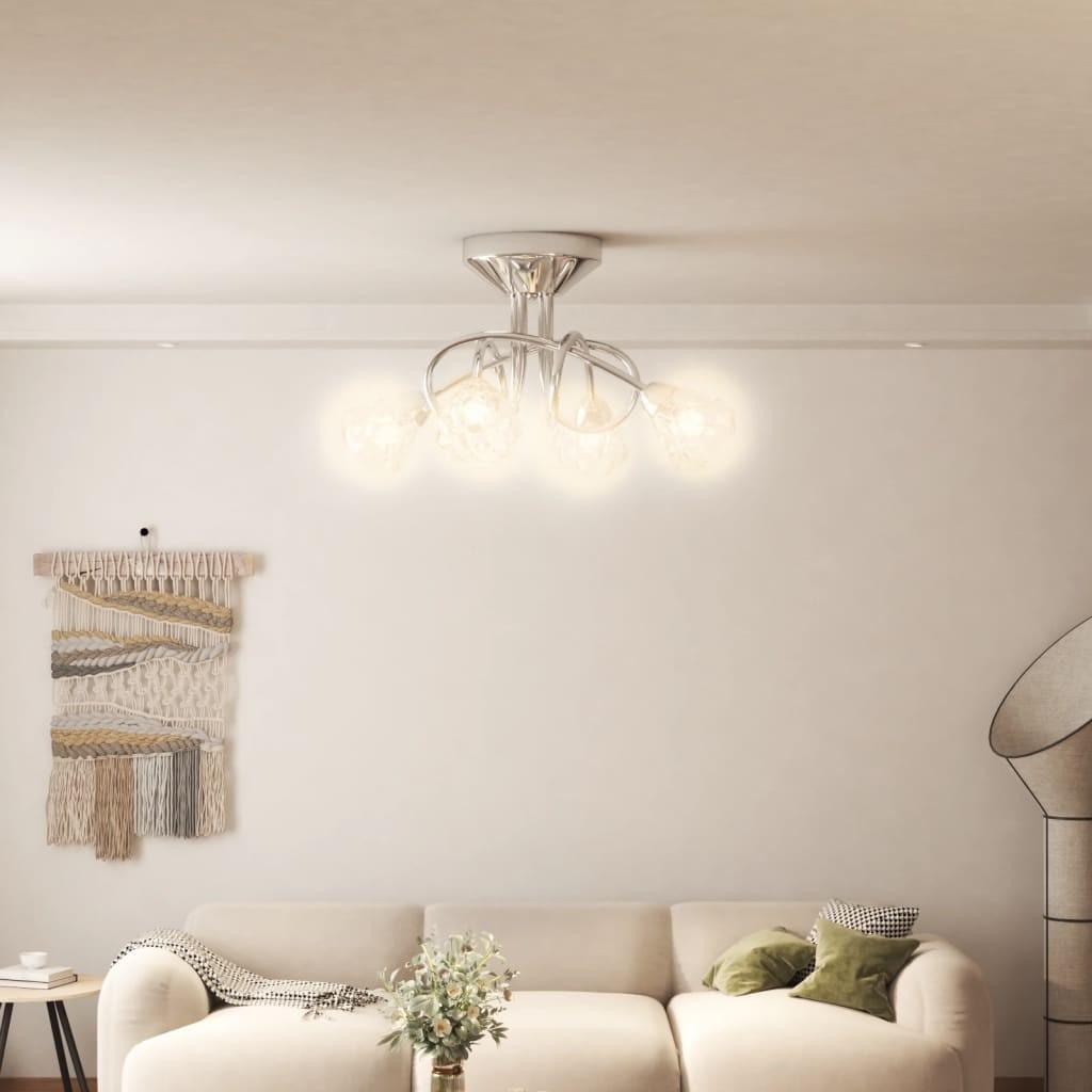 Loftlampe med gitterskærme i glas til 4 G9 LED-pærer