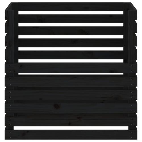 Kompostbeholder 80x80x78 cm massivt fyrretræ sort