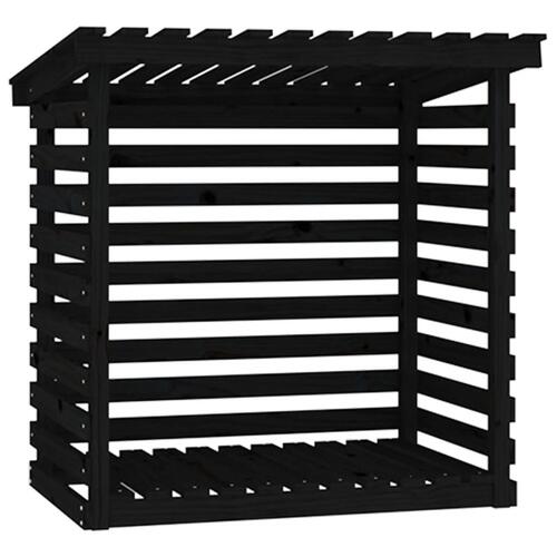 Brændestativ 108x73x108 cm massivt fyrretræ sort