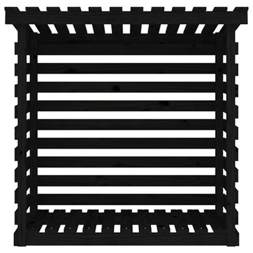 Brændestativ 108x73x108 cm massivt fyrretræ sort