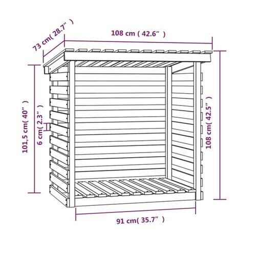 Brændestativ 108x73x108 cm massivt fyrretræ sort