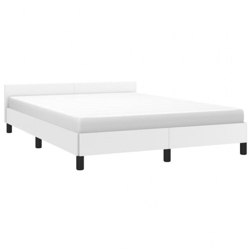 Sengeramme med hovedgærde - hvid 140 × 190 cm (kunstlæder)